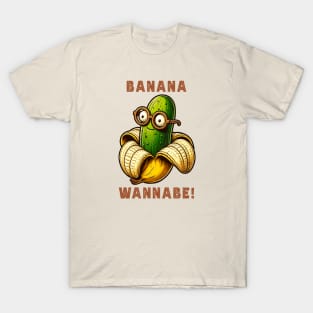 Hilarious Veggie Swap Tee: Cucumber in Banana Costume T-Shirt
